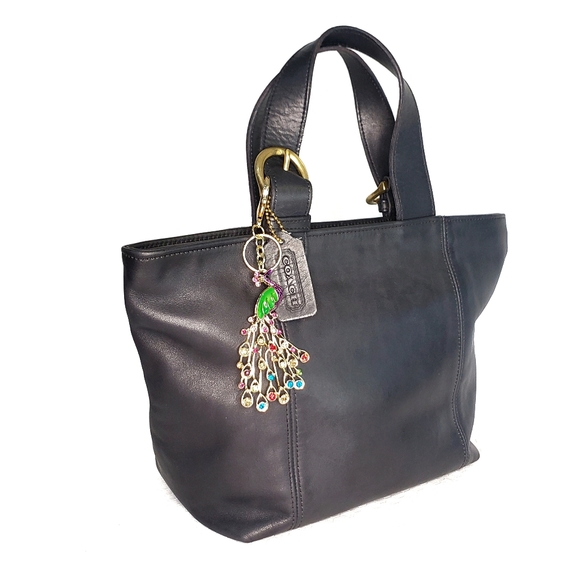 🔴 Lg Peacock Key Ring Charm Fob Purse Bling - Picture 7 of 8